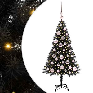 vidaXL Christmas Tree with 150 LEDs with Stand Black 120 cm PVC
