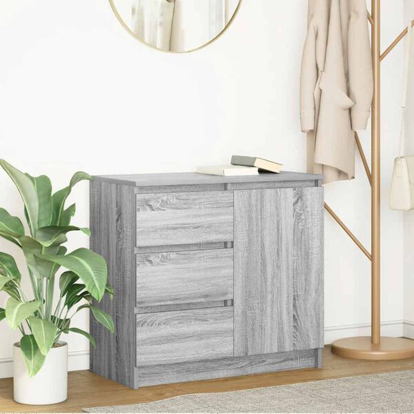 vidaXL Sideboard with Drawer Grey Sonoma 71x35x65 cm Engineered Wood