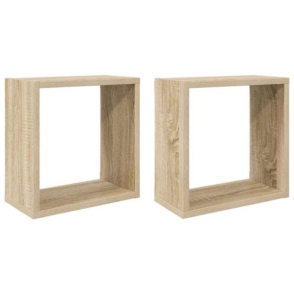 vidaXL Wall Cube Shelves 2 pcs Sonoma Oak 30x15x30 cm