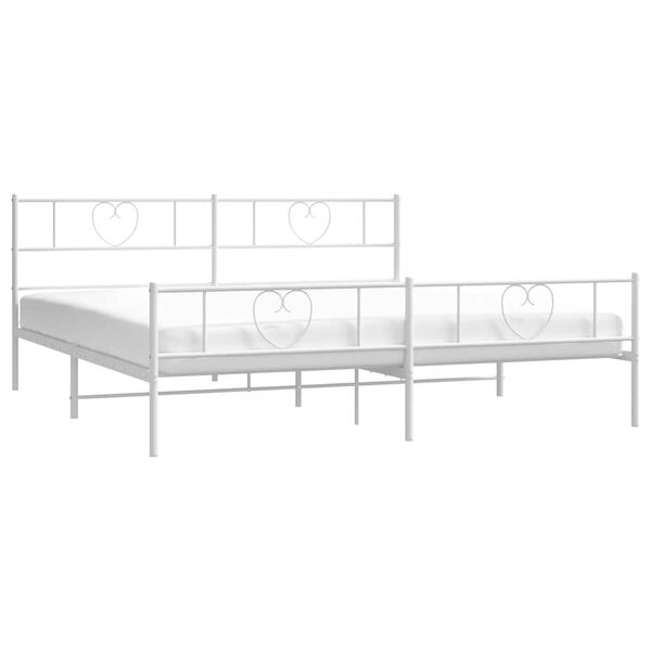 vidaXL Metal Bed Frame without Mattress with Footboard White 193x203cm