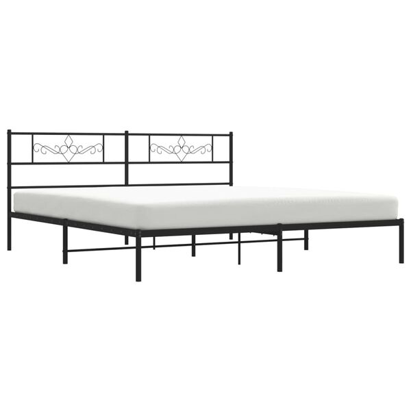 vidaXL Metal Bed Frame without Mattress with Headboard Black 200x200cm