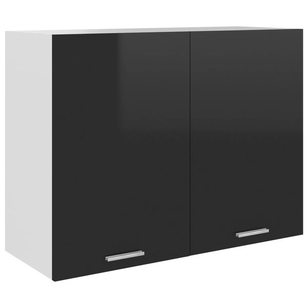 vidaXL Hanging Cabinet Lyon High Gloss Black 80x31x60 cm Engineered Wood