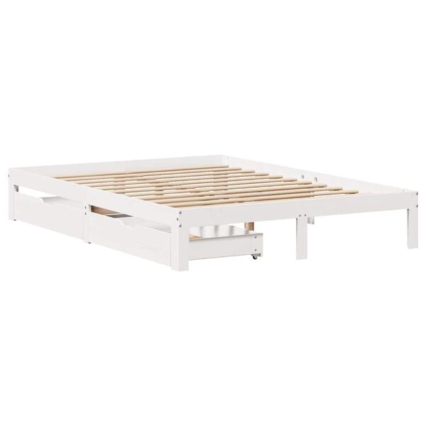 vidaXL Bed Frame with Drawers without Mattress White 120x190 cm Small Double
