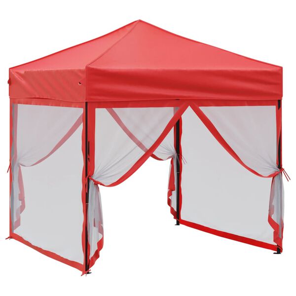 vidaXL Folding Party Tent with Sidewalls Red 2x2 m