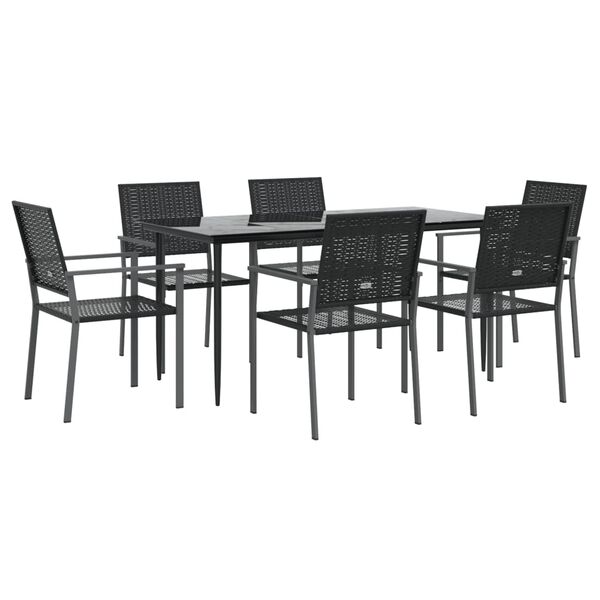 vidaXL 7 Piece Garden Dining Set Poly Rattan and Steel