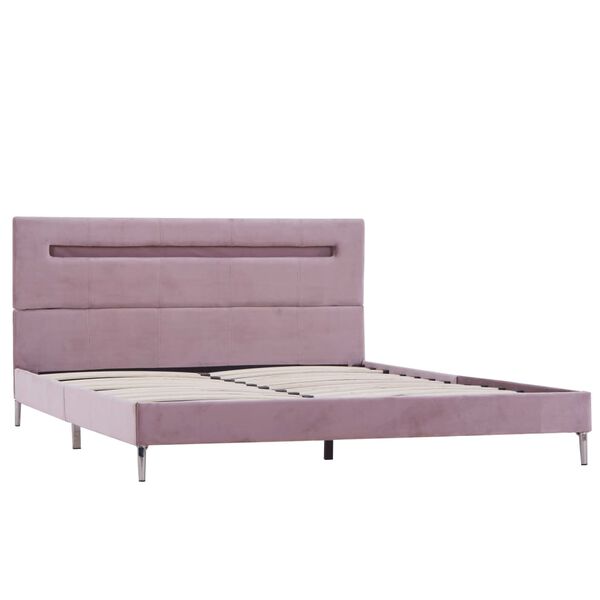 vidaXL Bed Frame with LED without Mattress Pink Fabric 135x190 cm Double