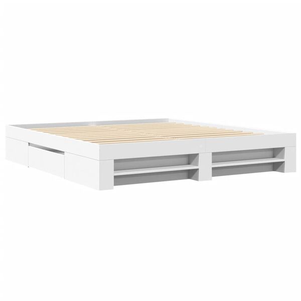 vidaXL Bed Frame without Mattress White 180x200 cm Super King Engineered Wood