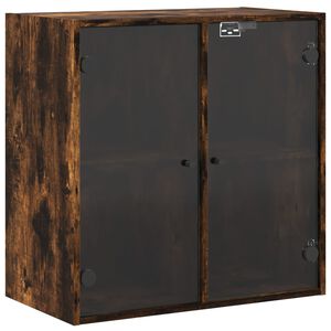 vidaXL Wall Cabinet with Glass Doors Smoked Oak 68x37x68,5 cm