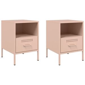 vidaXL Bedside Cabinets 2 pcs Pink 36x39x50.5 cm Steel