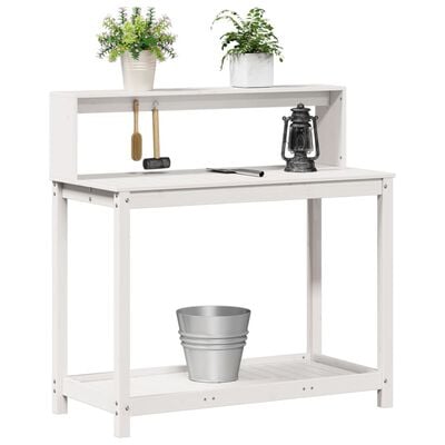 vidaXL Potting Table with Shelves White 108x50x109.5 cm Solid Wood Pine