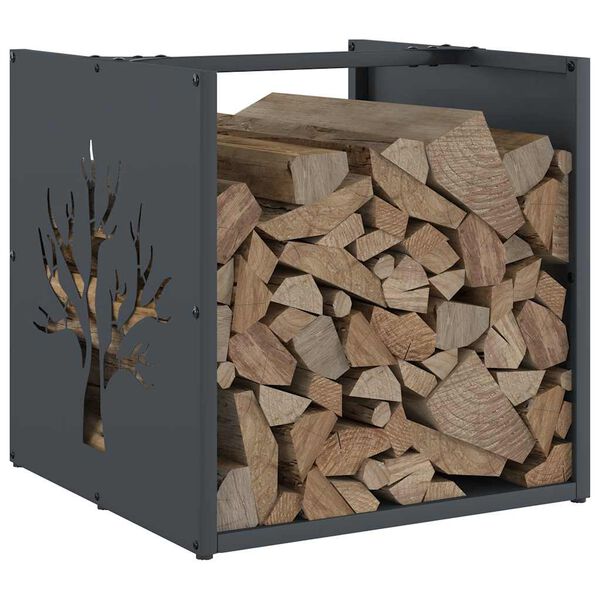 vidaXL Firewood Rack Anthracite 40x40x40 cm Cold-rolled steel