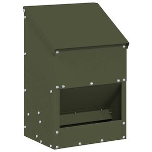 vidaXL Chicken Feeder Olive Green 21 x 16 x 33 cm Cold-Rolled Steel