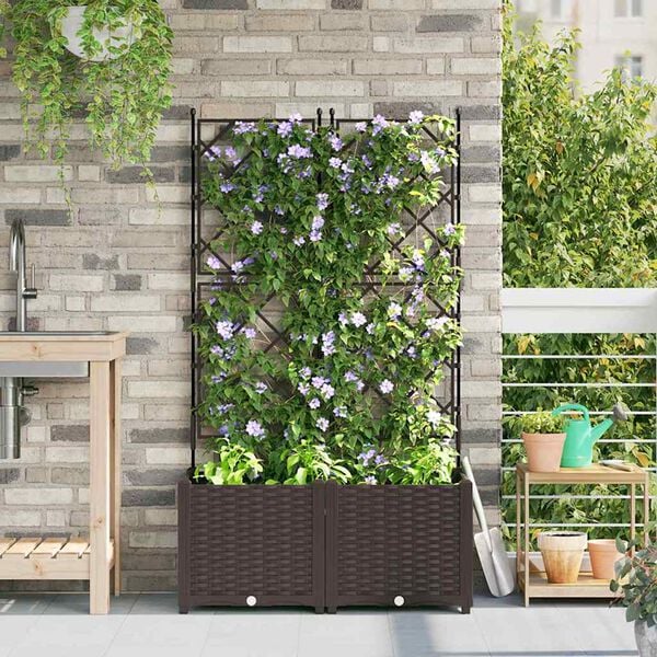 vidaXL Garden Planter 2 pcs Brown 80 x 40 x 143 cm Steel