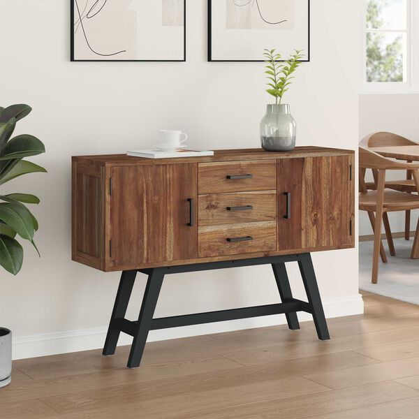 vidaXL TV Stand with Drawer Natural 110 x 30 x 75 cm Solid Teak Wood