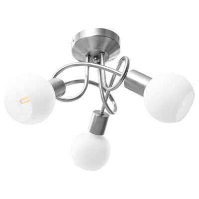 vidaXL Ceiling Lamp with Ceramic Shades for 3 E14 Bulbs White Bowl