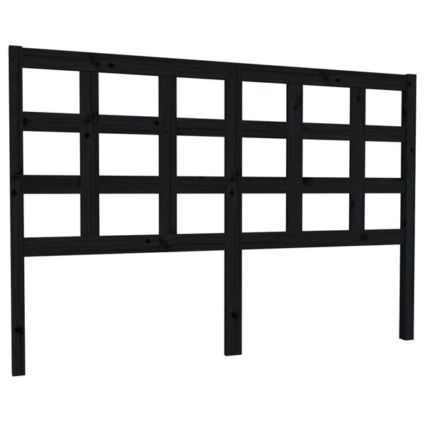 vidaXL Bed Headboard Black 145.5x4x100 cm Solid Wood Pine