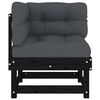 vidaXL Corner Sofa with Cushions Black Solid Wood Pine