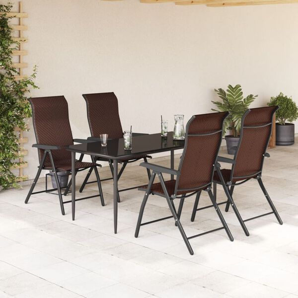 vidaXL Folding Garden Chairs 4 pcs Brown Poly Rattan