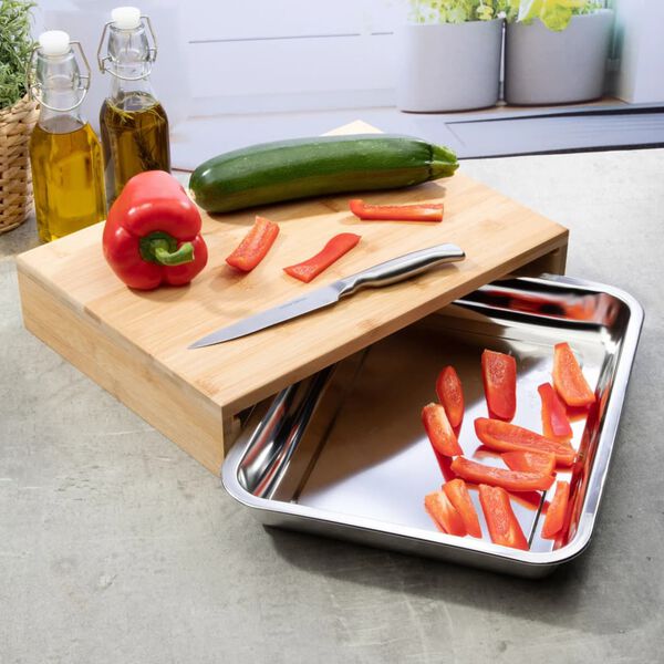 HI Cutting Board with Tray 38x27x7 cm Bamboo