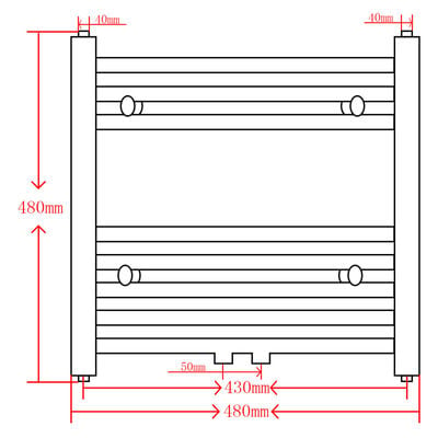 Black Bathroom Central Heating Towel Rail Radiator Curve 480x480mm