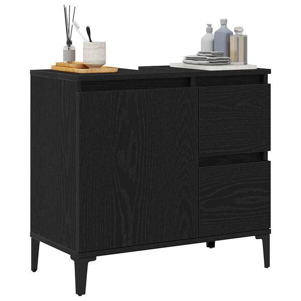 vidaXL Bathroom Cabinet Black Oak 65 x 33 x 60 cm Engineered Wood