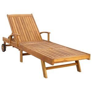 vidaXL Sun Lounger Solid Teak Wood Brown