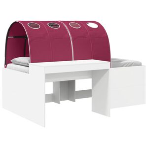 vidaXL Kids'High Bed Frame with Desk 3 pcs White and Red