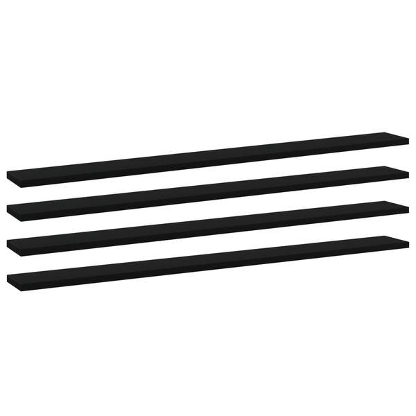 vidaXL Bookshelf Boards 4 pcs Black 100x10x1.5 cm Engineered Wood
