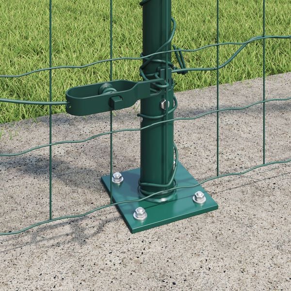 vidaXL Fence with Post Green 1.6 x 10 m Steel and PVC