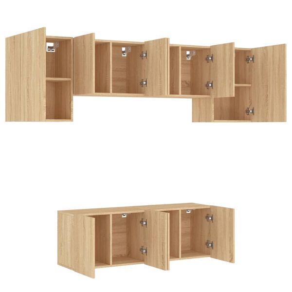 vidaXL 6 Piece TV Wall Units Sonoma Oak Engineered Wood