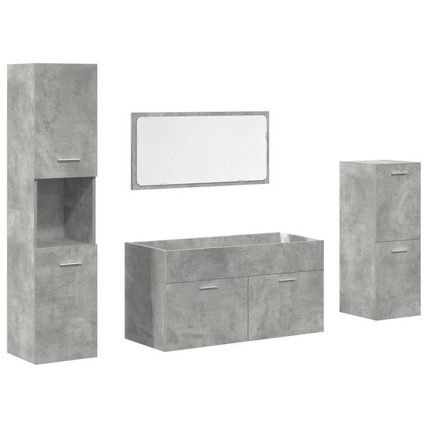 vidaXL 4 Piece Bathroom Furniture Set Concrete Grey Engineered Wood