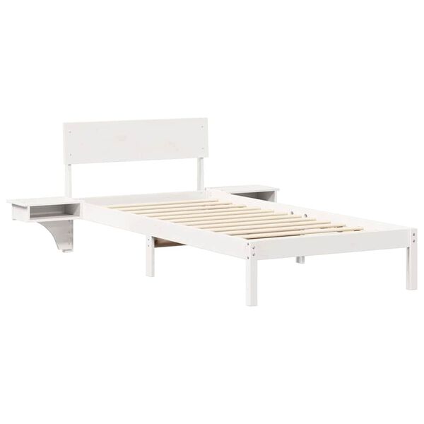 vidaXL Bed Frame with Headboard White 90 x 200 cm Solid Pine Wood
