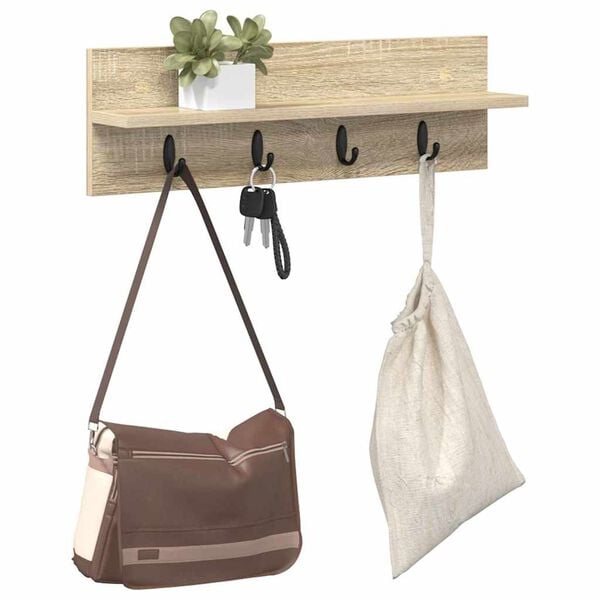 vidaXL Wall-Mounted Coat Rack Sonoma Oak 60 x 10.5 x 18 cm