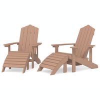 vidaXL Garden Adirondack Chairs 2 pcs with Footstools HDPE Brown