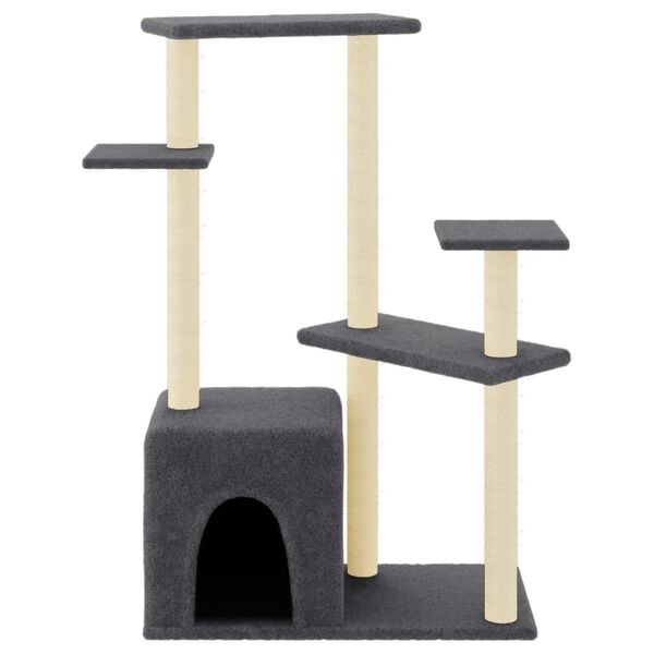 vidaXL Cat Tree with Sisal Scratching Posts Dark Grey 107.5 cm