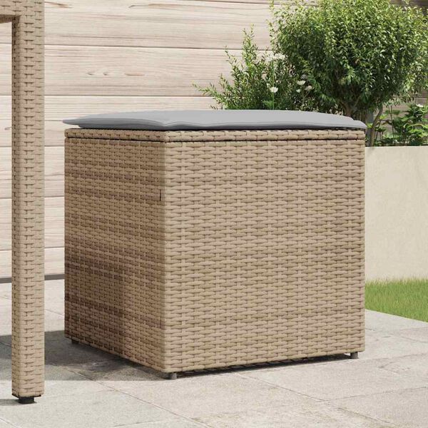 vidaXL Cushion Box with Storage Beige 50 x 50 x 50 cm Poly Rattan