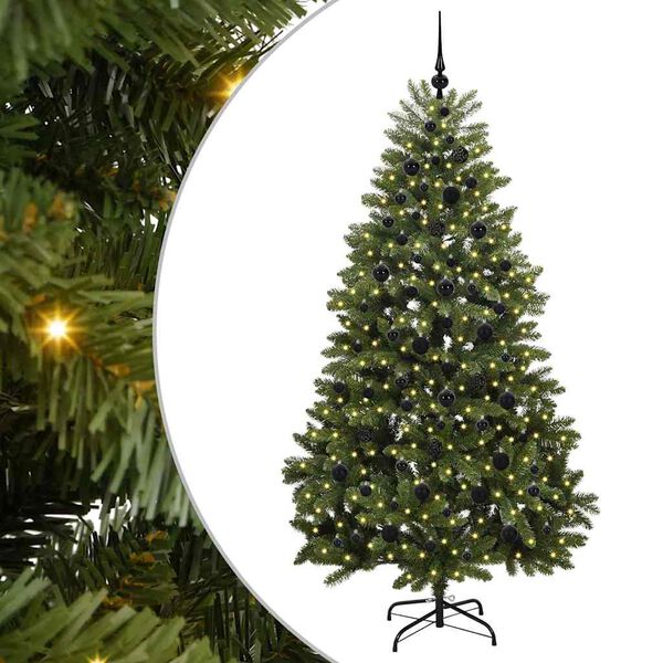 vidaXL Artificial Christmas Tree Green 210 cm PVC and Metal