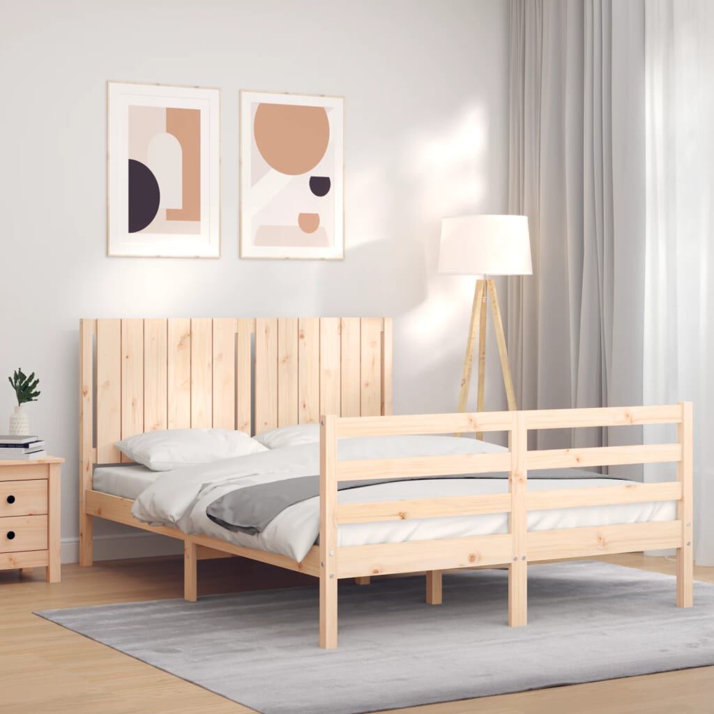 Natural wood hot sale full bed frame