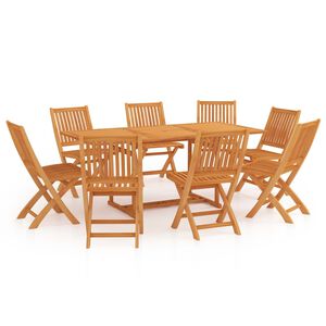 vidaXL 9 Piece Garden Dining Set Solid Teak Wood