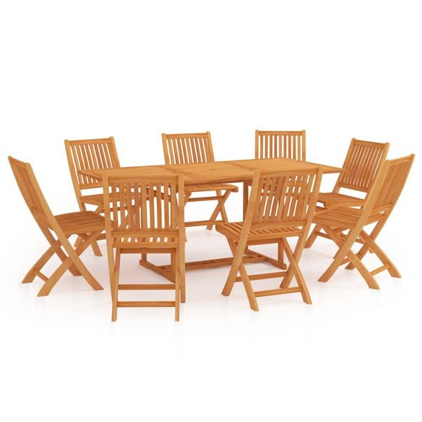 vidaXL 9 Piece Garden Dining Set Solid Teak Wood