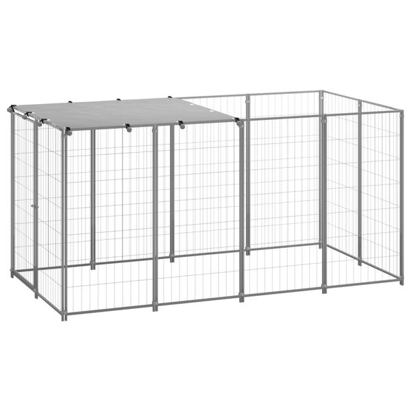 vidaXL Dog Kennel Silver 2.42 m&sup2; Steel