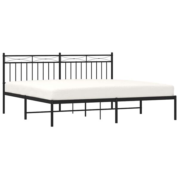 vidaXL Metal Bed Frame without Mattress with Headboard Black 183x213cm