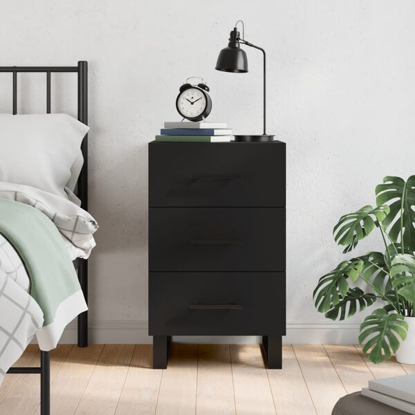 vidaXL Bedside Cabinet Black 40x40x66 cm Engineered Wood