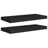 vidaXL Floating Wall Shelves 2 pcs Black 60x23.5x3.8 cm MDF