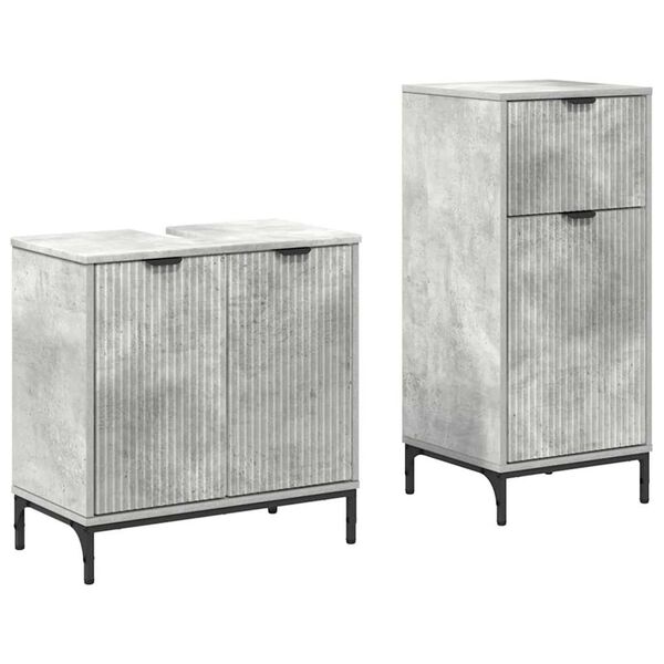 vidaXL Bathroom Furniture Set with Drawer 2 pcs Concrete Grey