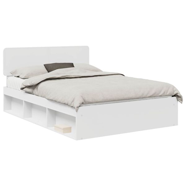 vidaXL Bed Frame with Headboard White 140 x 190 cm Solid Pine Wood