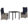 vidaXL Garden Dining Set with Cushion 5 pcs Grey and Black Rattan