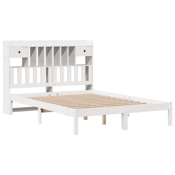 vidaXL Bookcase Bed without Mattress White 140x190 cm Solid Wood Pine