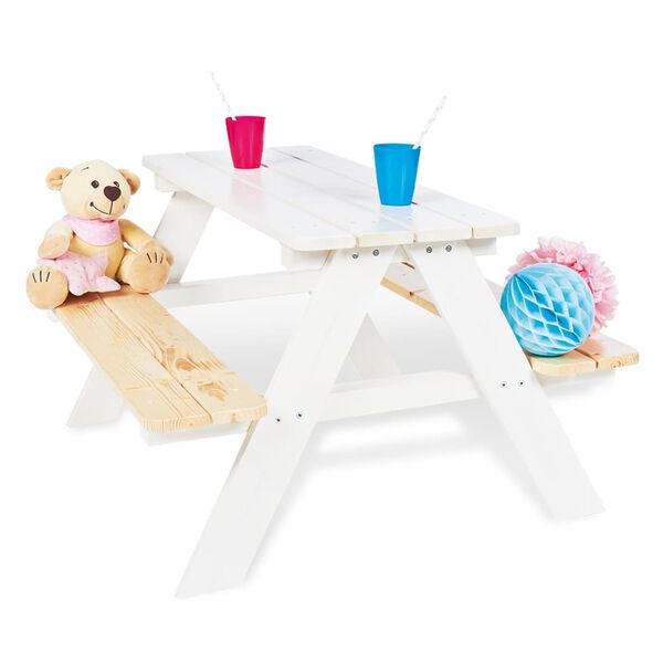 Pinolino Kid's Picnic Table with Bench Nicki f&uuml;r 4 Wood White