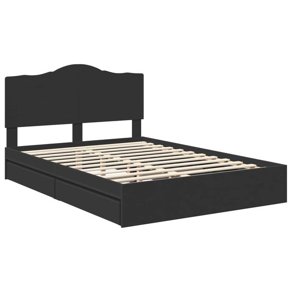 vidaXL Storage Bed with Headboard Black 140 x 190 cm Engineered Wood